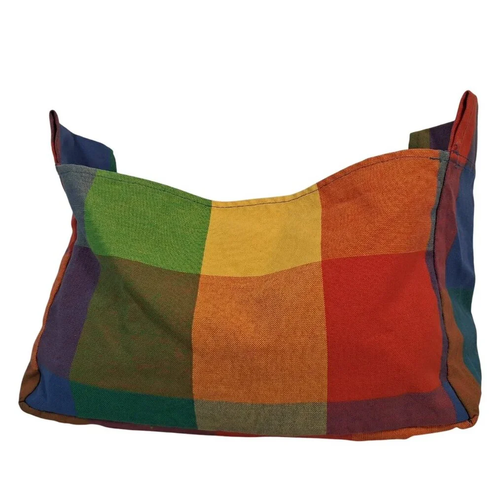IKEA Replacement Hanging Bag Sack For Organizer Single Rainbow Plaid Canvas